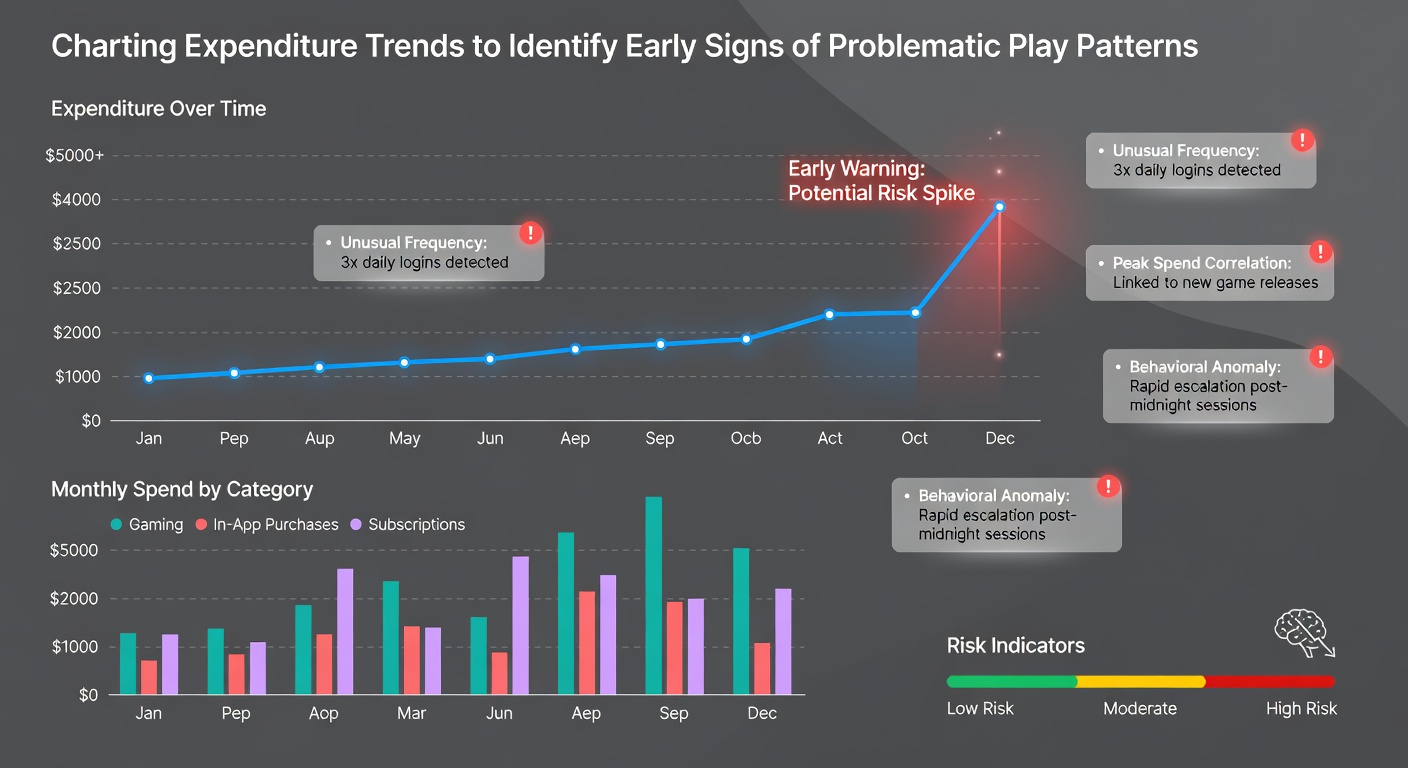 Dashboard interface displaying categorized expenditure charts and alert indicators for users