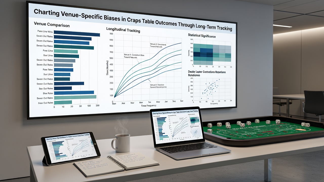 Detailed craps outcome tracking charts and graphs showing venue comparisons