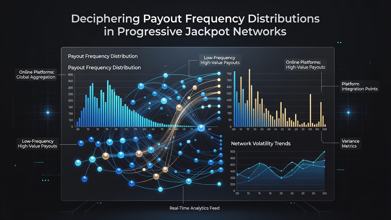 Detailed chart displaying payout frequency distributions and interval data from progressive jackpot networks on international online platforms