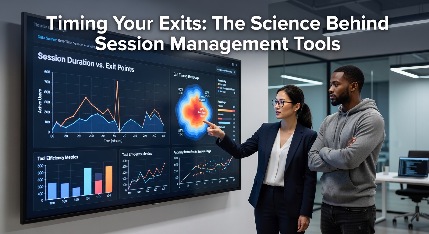 Illustration of session management tools showing timers and exit prompts on a digital gambling interface
