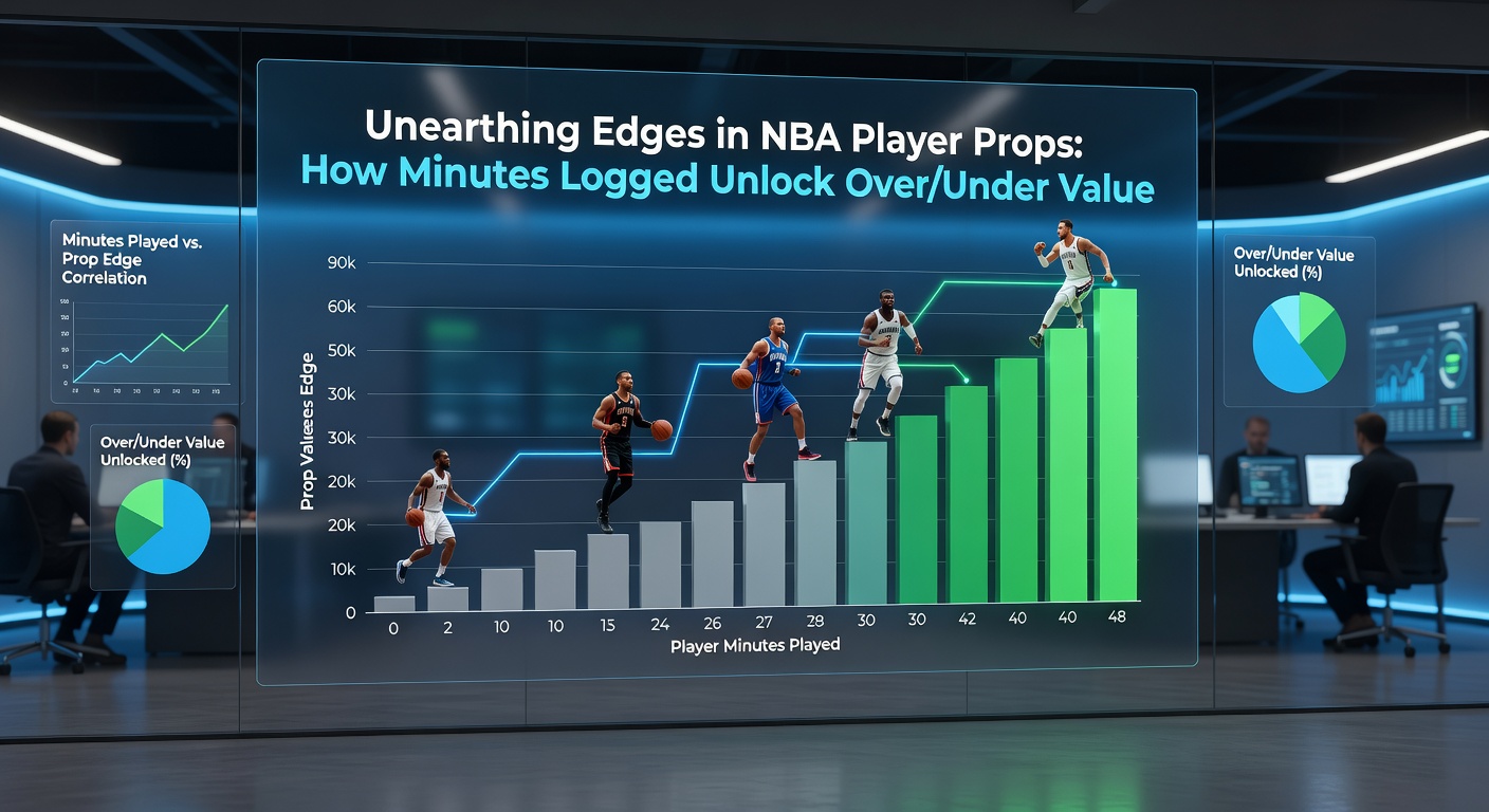 Line graph plotting player minutes against over/under hit rates for points props over a season